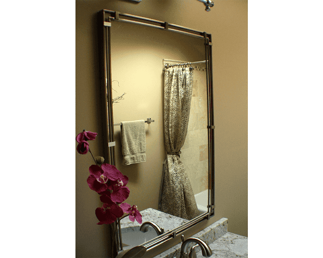 Bathroom vanity Mirror with White Granite Countertop, Naperville - JW Construction & Design Studio Services